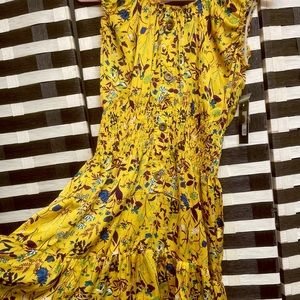 Silky Yellow Floral Dress Size-Small